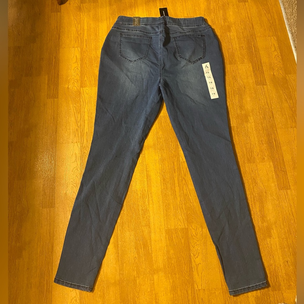 Ashley Stewart Size Blue Pull-On Skinny Leg Denim Jeggings jeans 16 Tall
